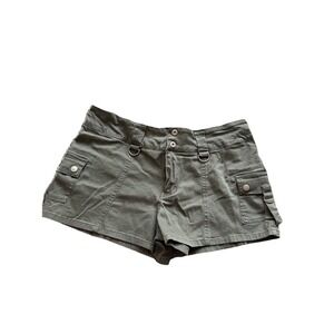 Rue 21 womens Y2K Green sage cargo boho Stretchy mini shorts size 11 / 12 / 35